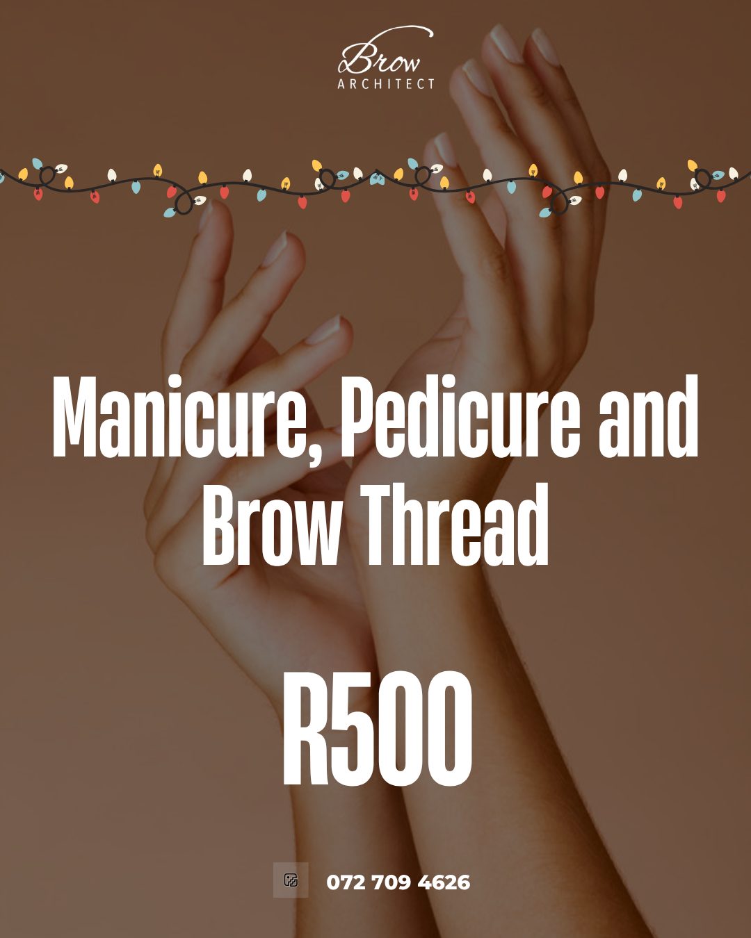 Festive season specials carousel: cover, manicure and brow thread, glow facial, mesoestetics peel, laser hair removal, slide 2
