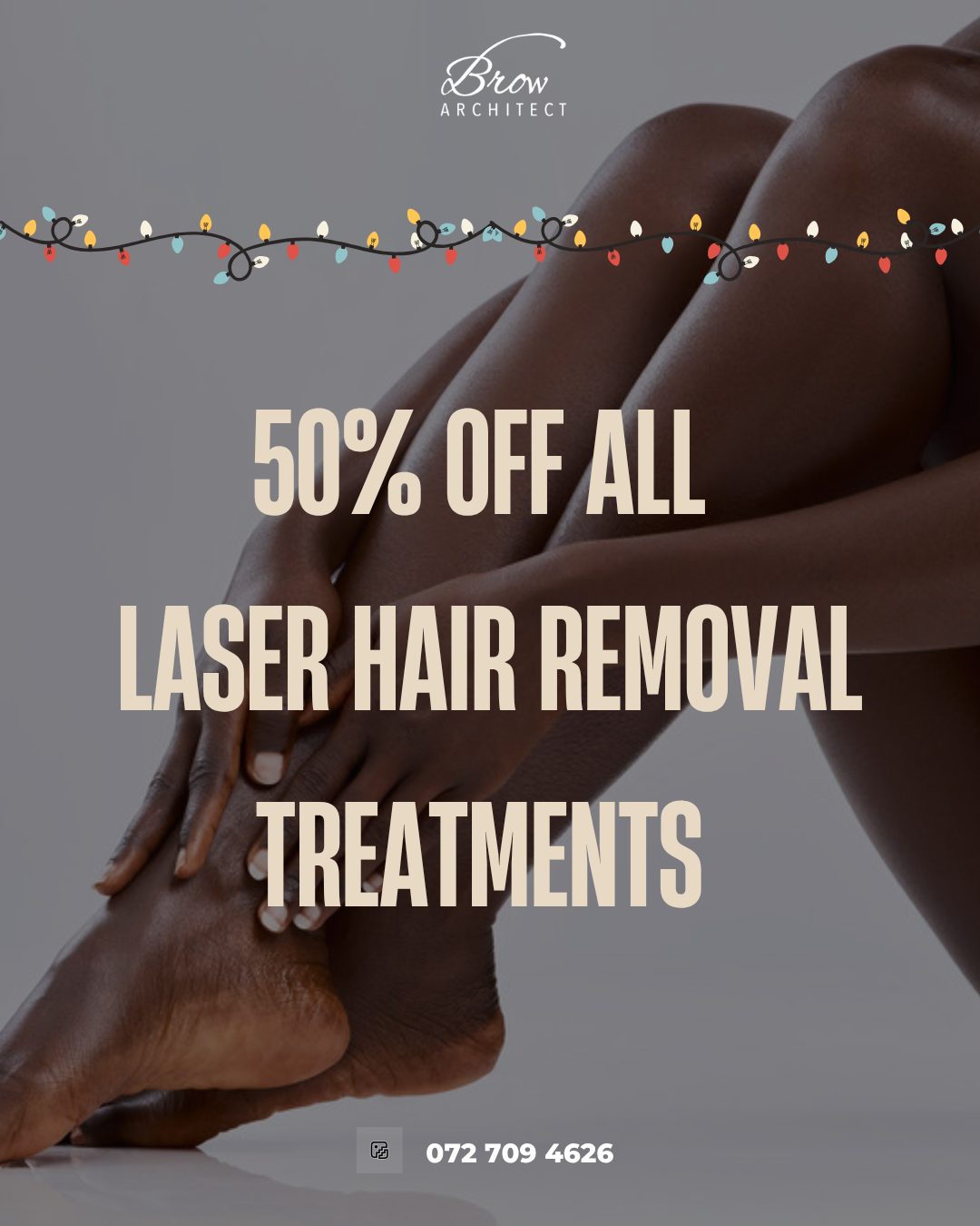 Festive season specials carousel: cover, manicure and brow thread, glow facial, mesoestetics peel, laser hair removal, slide 5