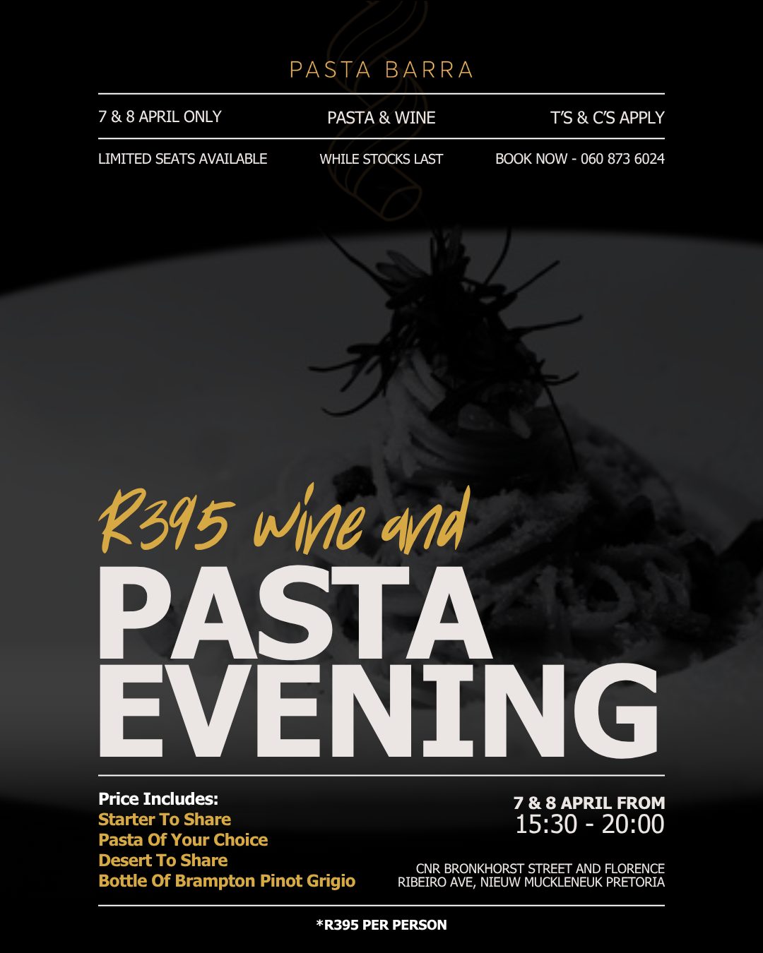 Wine and pasta evening offer post