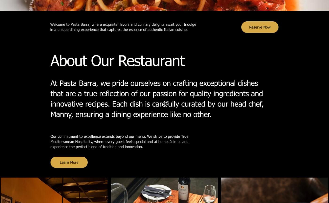 Home page: About our restaurant
