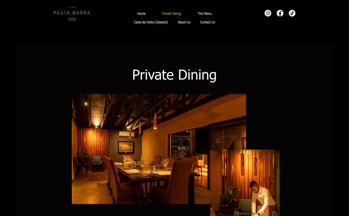 Private Dining page